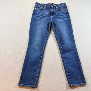 Paige Hoxton Ankle Skinny Jeans Women’s 28 Petite Blue Stretch Split Hem
